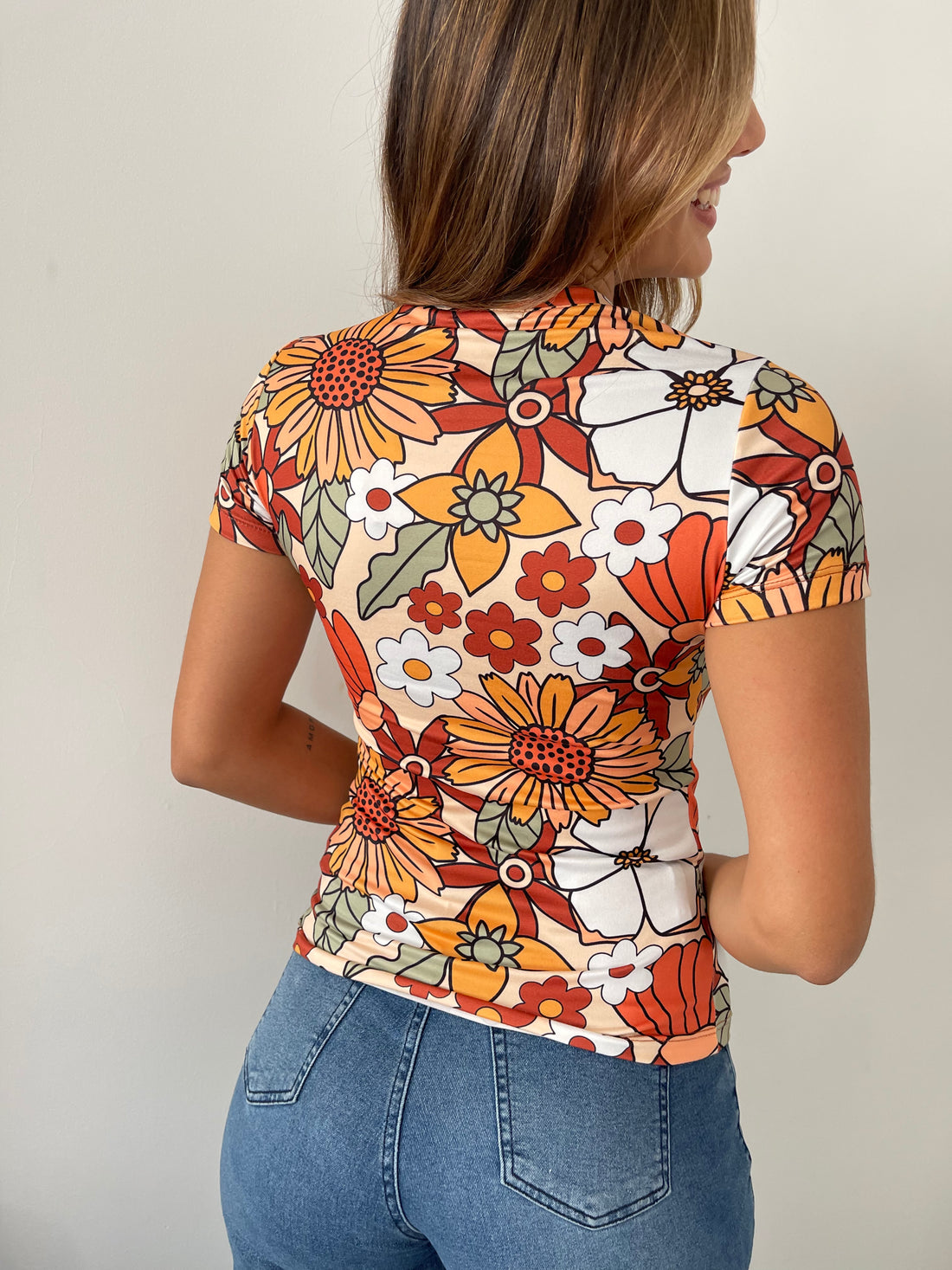 Blusa manga corta estampada