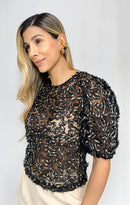 Blusa manga corta brillos