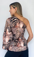 Blusa asimétrica resorte puño